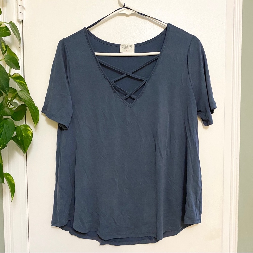 Blue Loose Fitting Tee